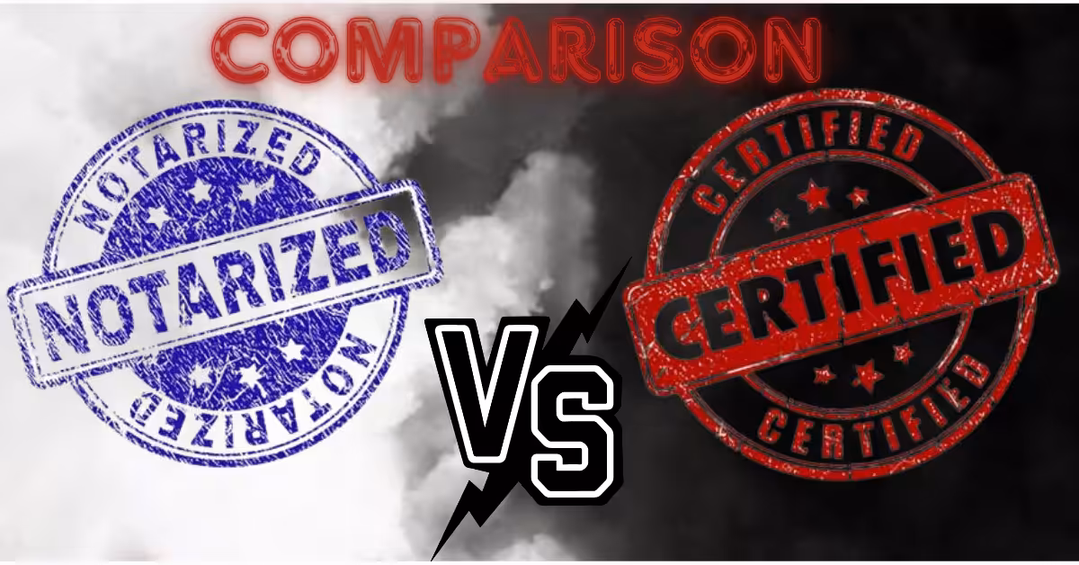 "Comparison chart highlighting the differences between certified and notarized translations."