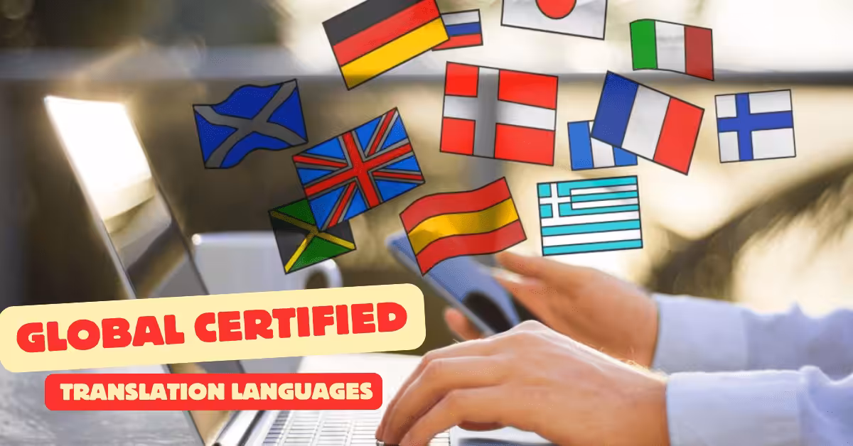 "World map highlighting languages supported by certified translation services for global coverage."