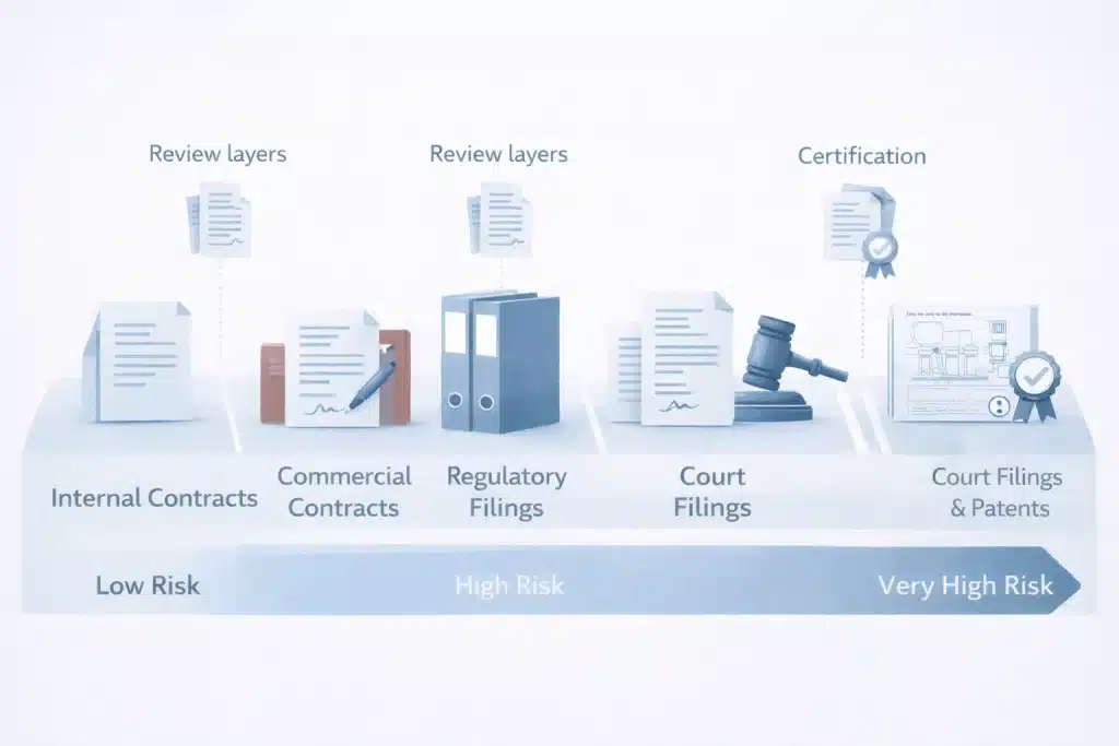 Types of Legal Translation: Contracts, Court Documents, Compliance, IP, and More 2 How Do Legal Translation Types Differ in Risk and Requirements