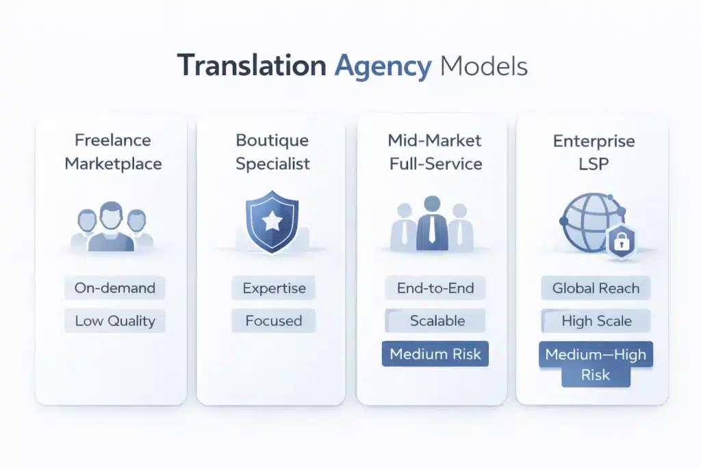 Comparison of different translation agency models used by B2B buyers