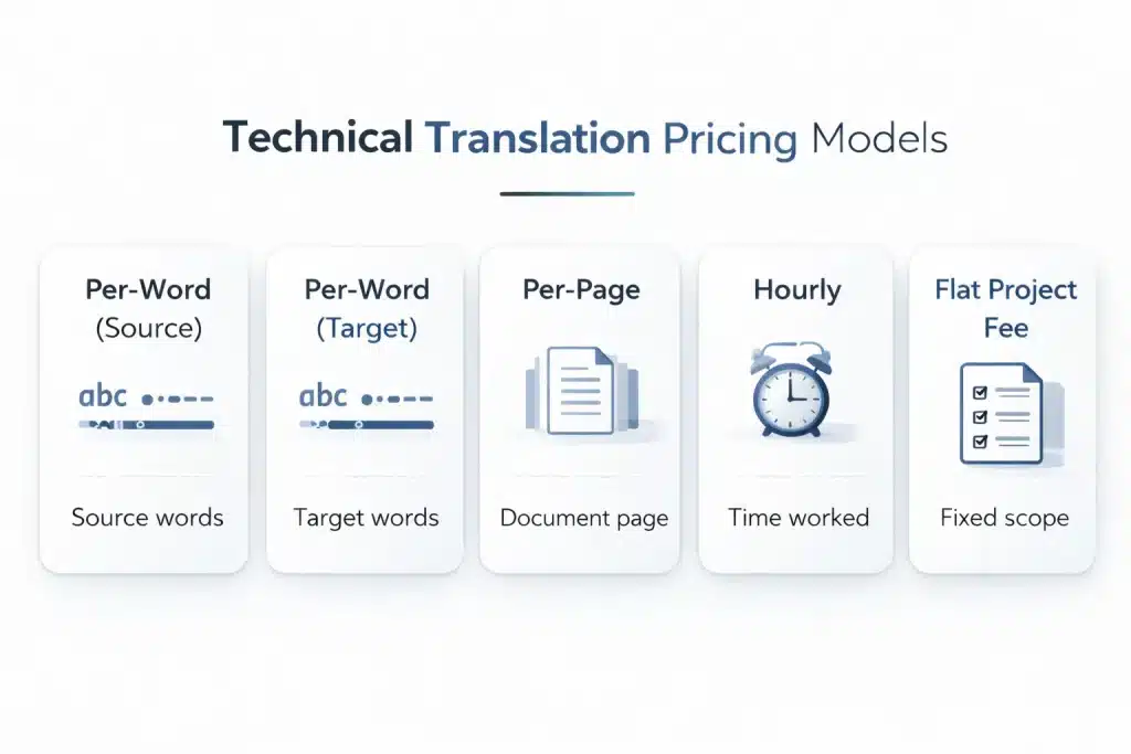 How Much Does Technical Translation Cost? (2026 Pricing Guide) 2 Overview of per-word, per-page, hourly, and project pricing models for technical translation.