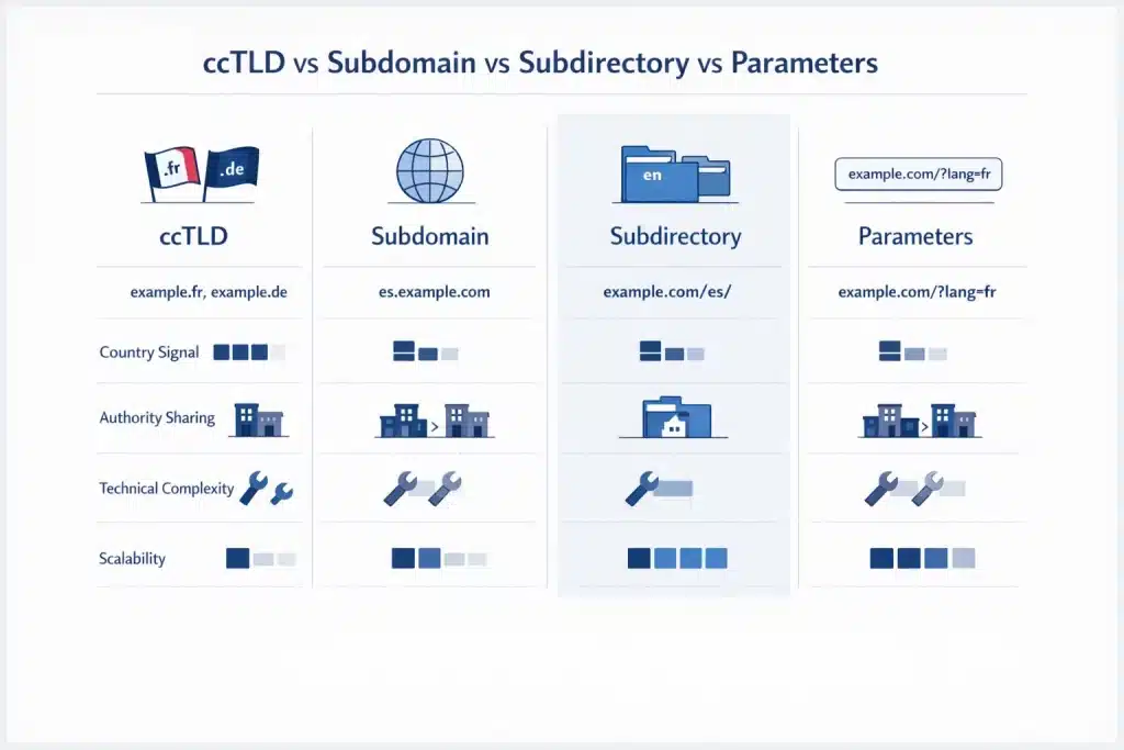 Multilingual Website Best Practices for SEO, Hreflang & UX 1 URL structure comparison for multilingual sites