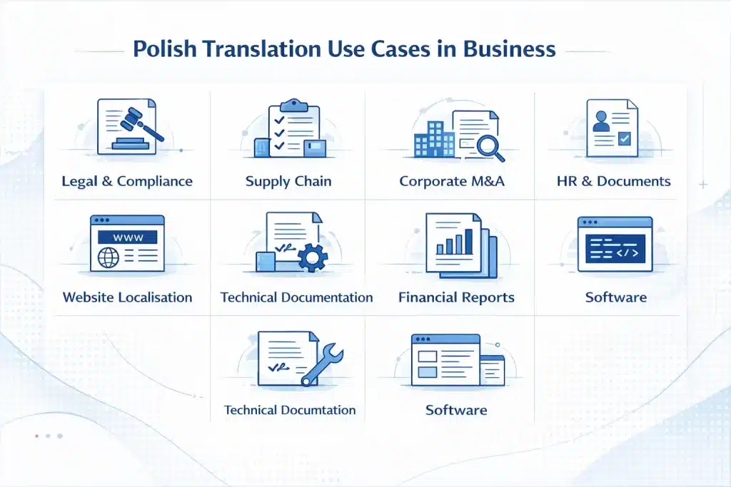 Polish Translation Services for Business, Legal & Website Content (2026 Guide) 1 Polish Translation for Business: Key B2B Use Cases, Document Types, and Industry Contexts