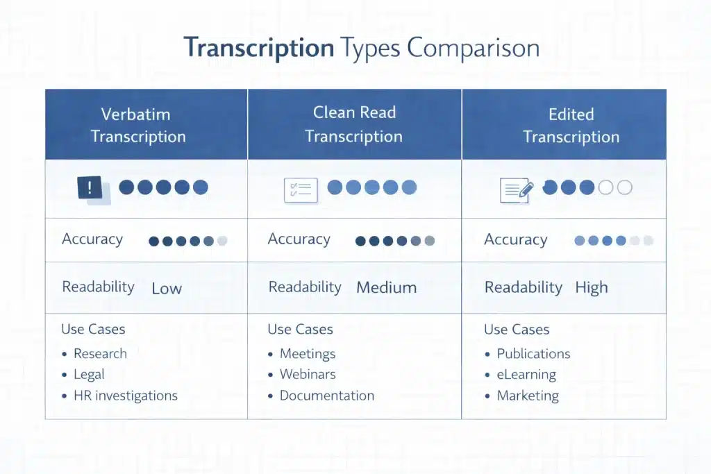 Transcription Types Comparison
